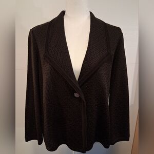 Misook Rich Brown One Button Textured Blazer Size L Petite